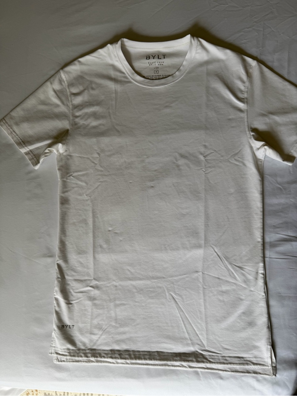 BYLT Basic Crew Split Hem White T Shirt